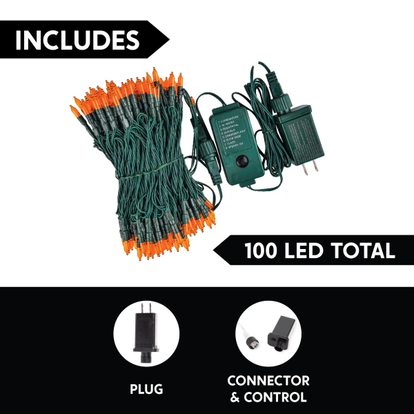 100-Count Orange LED Halloween String Lights 32.4ft 5 100-Count Orange LED Halloween String Lights 32.4ft - Image 3