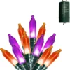 100 Orange & Purple LED Green Wire String Lights(8 Modes, 6 Hr Timer) 1 100 Orange & Purple LED Green Wire String Lights(8 Modes, 6 Hr Timer) -Spirit Halloween Shop 100 Count Orange amp Purple Green Battery Operated LED String Lights 2 600x649 1