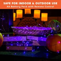 LED Christmas Purple String Lights 65.6ft -Spirit Halloween Shop 100 Count Purple Copper LED Light 33ft 5 result scaled 600x600 1
