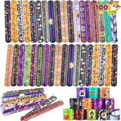 100Pcs Halloween Slap Bracelets Party Favors For Kids
