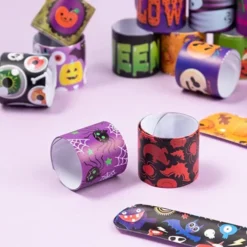 100Pcs Halloween Slap Bracelets Party Favors For Kids -Spirit Halloween Shop 100Pcs Halloween Slap Bracelets Party Favors for Kids 2 2 600x600 1