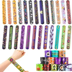 100Pcs Halloween Slap Bracelets Party Favors For Kids -Spirit Halloween Shop 100Pcs Halloween Slap Bracelets Party Favors for Kids 6 3 600x601 1