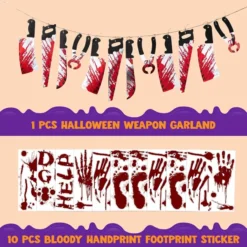 10Pcs Weapon Garland &Bloody Window Stickers 11*14 In -Spirit Halloween Shop 10Pcs Weapon Garland Bloody Window Stickers 4 result 600x600 1