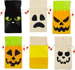 12Pcs Canvas Holiday Gift Drawstring Bags -Spirit Halloween Shop 12 Canvas Holiday Gift Drawstring Bags 1 600x558 1