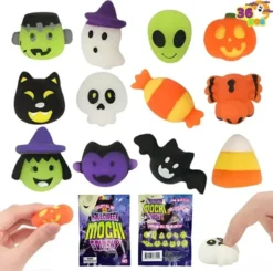 36Pcs Squishy Toys In Blind Bags With 12 Halloween Characters -Spirit Halloween Shop 12 Designs Halloween Mochi Stress Relief 36 Pcs 7 600x596 1
