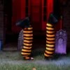 2Pcs Witch Legs With Stakes (Black And Orange) -Spirit Halloween Shop 12484 1 600x600 1