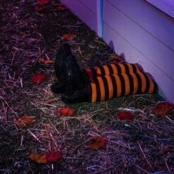 2Pcs Witch Legs With Stakes (Black And Orange) -Spirit Halloween Shop 12484 8 600x600 1