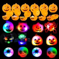 12Pcs Halloween Prefilled Pumpkin Box With LED Rings