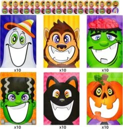 60Pcs See-Through Trick Or Treat Bags With Stickers -Spirit Halloween Shop 13111 3 600x632 1