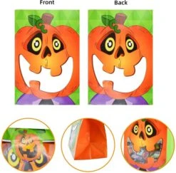 60Pcs See-Through Trick Or Treat Bags With Stickers -Spirit Halloween Shop 13111 4 600x590 1