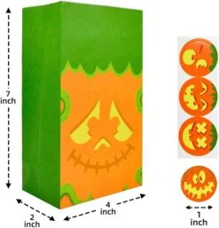 72Pcs Pumpkin Face Halloween Goodie Bags With Stickers -Spirit Halloween Shop 13113 5 600x624 1