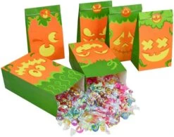72Pcs Pumpkin Face Halloween Goodie Bags With Stickers -Spirit Halloween Shop 13113 6 600x474 1
