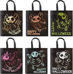 12Pcs Halloween Tote Bags With Shining Skeleton Designs -Spirit Halloween Shop 13127 2 600x610 1