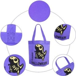 36Pcs Skeleton Designs Non-Woven Tote Bag -Spirit Halloween Shop 13165 4 600x607 1