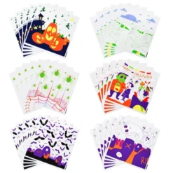 150pcs Halloween Clear Adhesive Cellophane Treat Bags -Spirit Halloween Shop 150Pcs Halloween Clear Self adhesive Candy Bags 3 result 600x600 1