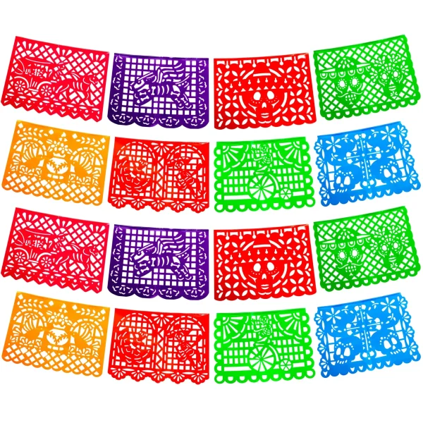 16pcs Plastic Papel Picado Day Of The Dead Banner 4 16pcs Plastic Papel Picado Day Of The Dead Banner - Image 2