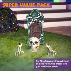 Halloween Tombstone And Skeleton Groundbreaker 17in -Spirit Halloween Shop 17 Halloween Grave Yard Decorations 2 result 600x600 1