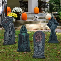 6pcs Tombstone Decorations With Different Styles 17in 12 6pcs Tombstone Decorations With Different Styles 17in -Spirit Halloween Shop 17 Tombstone In Grim Reaper Design Decorations 6 Pack 1 600x600 1