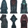6pcs Tombstone Decorations With Different Styles 17in 2 6pcs Tombstone Decorations With Different Styles 17in -Spirit Halloween Shop 17 Tombstone In Grim Reaper Design Decorations 6 Pack 600x670 1