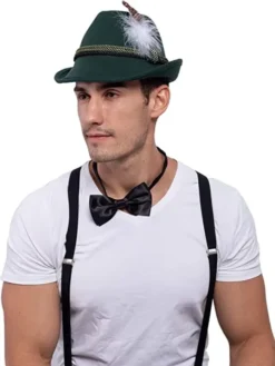 2Pcs Authentic German Alphine Hat -Spirit Halloween Shop 2 German Alpine Hats Costume Accessories Felt Fedora Retro Set 5 600x798 1