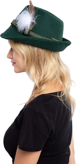 2Pcs Authentic German Alphine Hat -Spirit Halloween Shop 2 German Alpine Hats Costume Accessories Felt Fedora Retro Set 8 600x1283 1