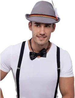 2Pcs Authentic German Alphine Hat -Spirit Halloween Shop 2 German Alpine Hats Costume Accessories Felt Fedora Retro Set 9 600x782 1