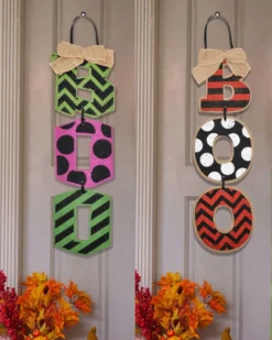 2 Halloween Boo Hanging Wall Signs