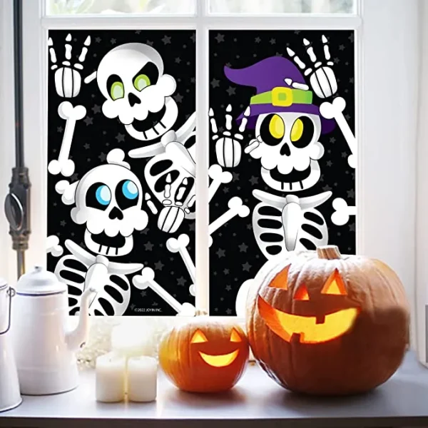 2pcs 3D Skeleton Halloween Window Covers (30x72in) 3 2pcs 3D Skeleton Halloween Window Covers (30x72in)