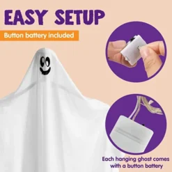 2 Pcs Lightup Hanging White Ghost 35.4in -Spirit Halloween Shop 2 Pcs Lightup Hanging White Ghost 35 6 600x600 1