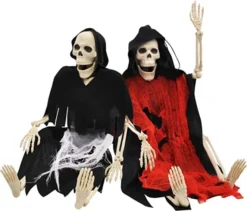 2pcs Halloween Skeleton Grim Reaper Decoration 16in -Spirit Halloween Shop 2 Pcs Poseable Grim Reaper Full Body Skeleton 2 600x513 1