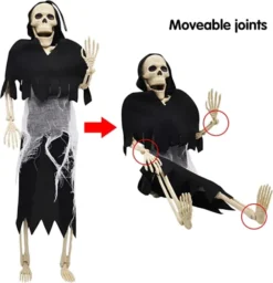 2pcs Halloween Skeleton Grim Reaper Decoration 16in -Spirit Halloween Shop 2 Pcs Poseable Grim Reaper Full Body Skeleton 7 600x621 1