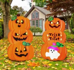 2pcs Halloween Lawn Sign Metal Stakes