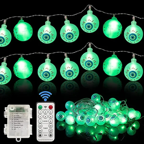 40-Count Green LED Halloween Eyeball Lights 20.6ft 3 40-Count Green LED Halloween Eyeball Lights 20.6ft