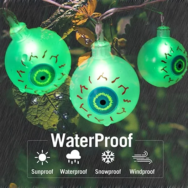 40-Count Green LED Halloween Eyeball Lights 20.6ft 6 40-Count Green LED Halloween Eyeball Lights 20.6ft - Image 4