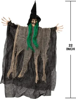 3pcs Hanging Witch Halloween Decorations 22in -Spirit Halloween Shop 22 Hanging Witch with Posable Arms 3 Pack 5 600x779 1