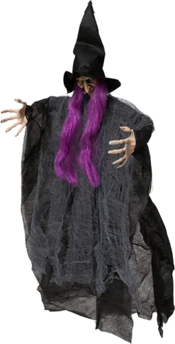 3pcs Hanging Witch Halloween Decorations 22in -Spirit Halloween Shop 22 Hanging Witch with Posable Arms 3 Pack 7 600x1178 1