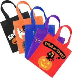 24pcs Halloween Colorful Non-Woven Tote Bags 8.6in X 8.6in -Spirit Halloween Shop 24 Halloween Colorful Non woven Tote Bags 5 600x649 1
