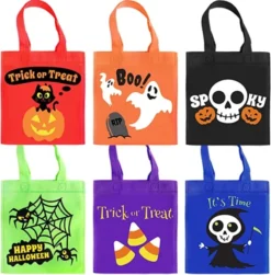 24pcs Halloween Colorful Non-Woven Tote Bags 8.6in X 8.6in