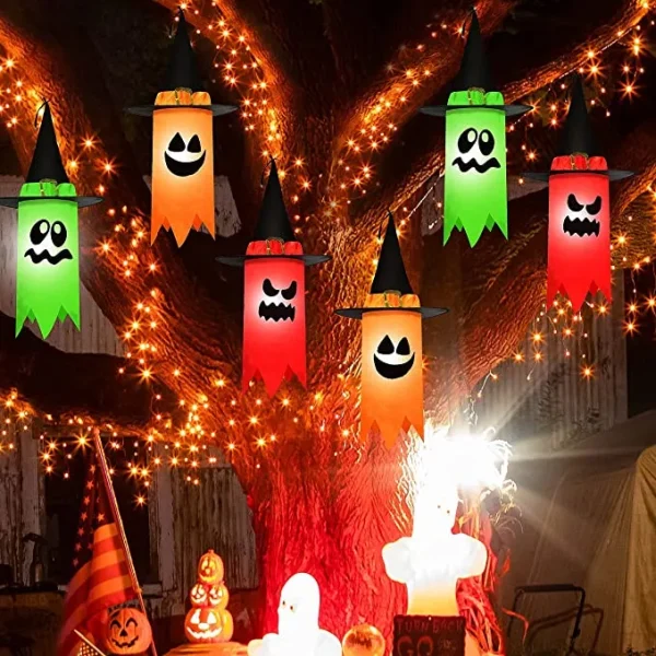 6pcs Light Up Hanging Halloween Ghost Decorations 24in 4 6pcs Light Up Hanging Halloween Ghost Decorations 24in - Image 2