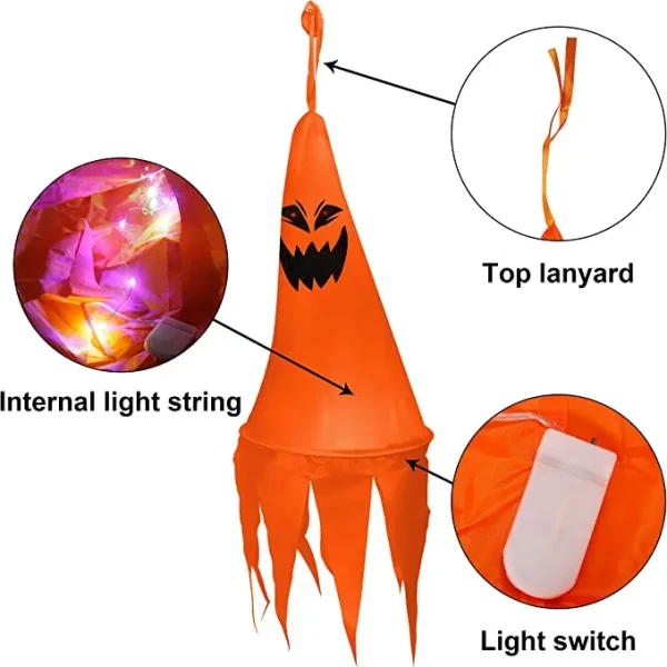 8pcs Light-up Hanging Ghosts Halloween Decoration 24in 7 8pcs Light-up Hanging Ghosts Halloween Decoration 24in - Image 5