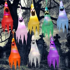 8pcs Light-up Hanging Ghosts Halloween Decoration 24in 13 8pcs Light-up Hanging Ghosts Halloween Decoration 24in -Spirit Halloween Shop 24 Light up Hanging Ghost 8 Pack 4 600x600 1
