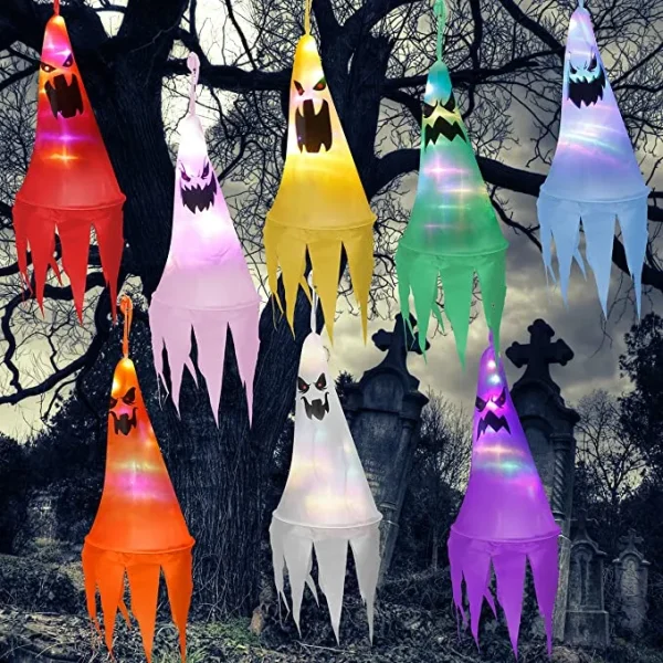 8pcs Light-up Hanging Ghosts Halloween Decoration 24in 8 8pcs Light-up Hanging Ghosts Halloween Decoration 24in - Image 6