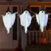 3pcs Halloween Hanging White Ghost With Hats 24.8in -Spirit Halloween Shop 24.8 White Ghost with Colored Hats 3 Pack 4 600x600 1