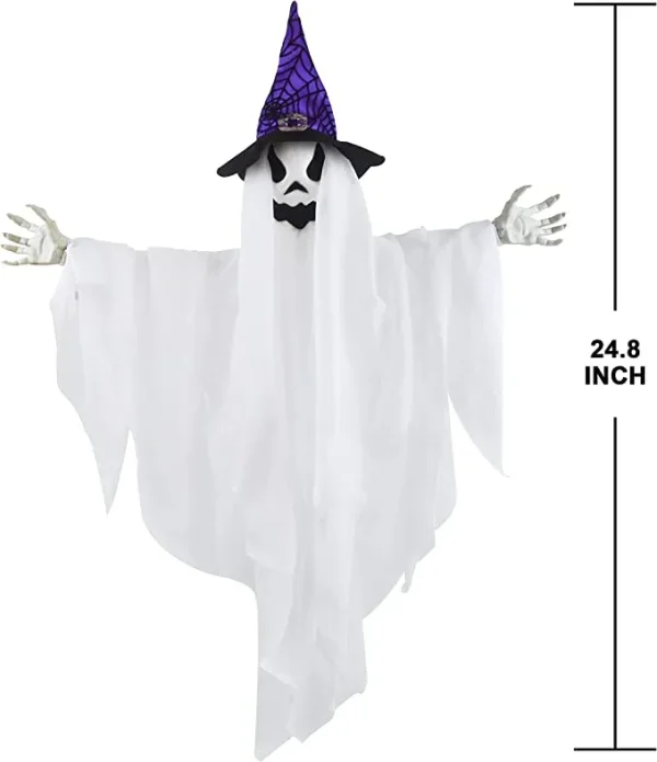 3pcs Halloween Hanging White Ghost With Hats 24.8in 5 3pcs Halloween Hanging White Ghost With Hats 24.8in - Image 3