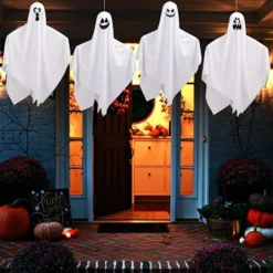 4pcs Flying Hanging Ghost Decoration 27.5in -Spirit Halloween Shop 27.5 Halloween Hanging Ghosts 4 Pack 4 600x600 1