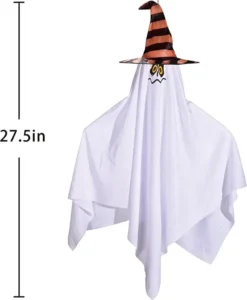 4pcs Cute Hanging Ghost With Witch Hat 27.5in -Spirit Halloween Shop 27.5 Hanging Ghost with Hat with Color Face 4 Pack 1 600x729 1