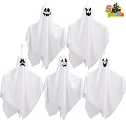 5pcs Halloween Ghost Hanging Decoration 27.5in -Spirit Halloween Shop 27.5 Hanging Ghosts 5 Pack 1 600x572 1