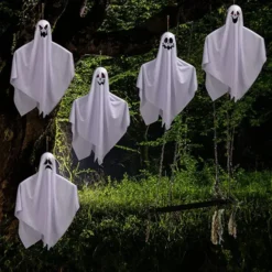 5pcs Halloween Ghost Hanging Decoration 27.5in -Spirit Halloween Shop 27.5 Hanging Ghosts 5 Pack 3 600x600 1