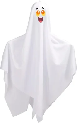 4pcs Halloween Hanging Ghost Decoration 27.5in -Spirit Halloween Shop 27.5 Hanging Ghosts with Colored Face 4 Pack 1 600x960 1