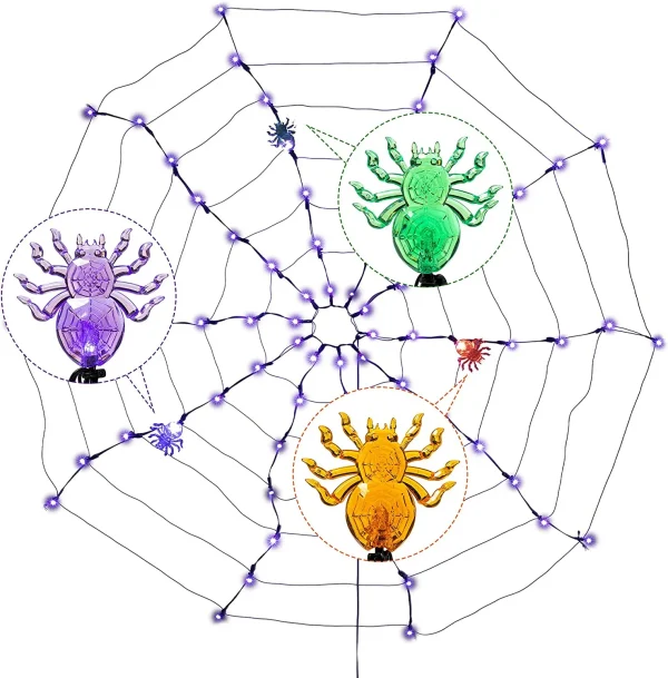 2pcs Halloween Spider Web Lights 6 2pcs Halloween Spider Web Lights - Image 4